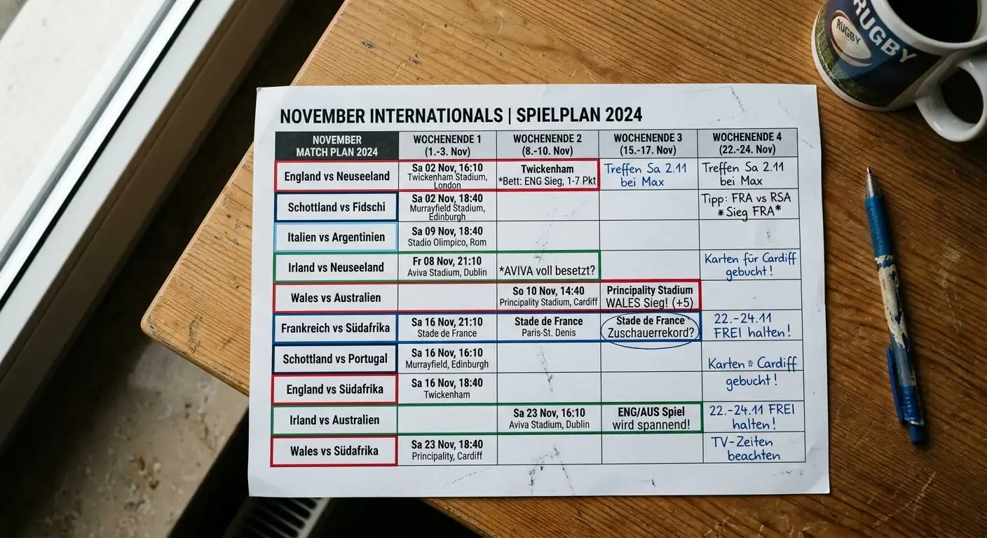 Spielkalender der Autumn Nations Series mit Paarungen von November-Länderspielen in Europa