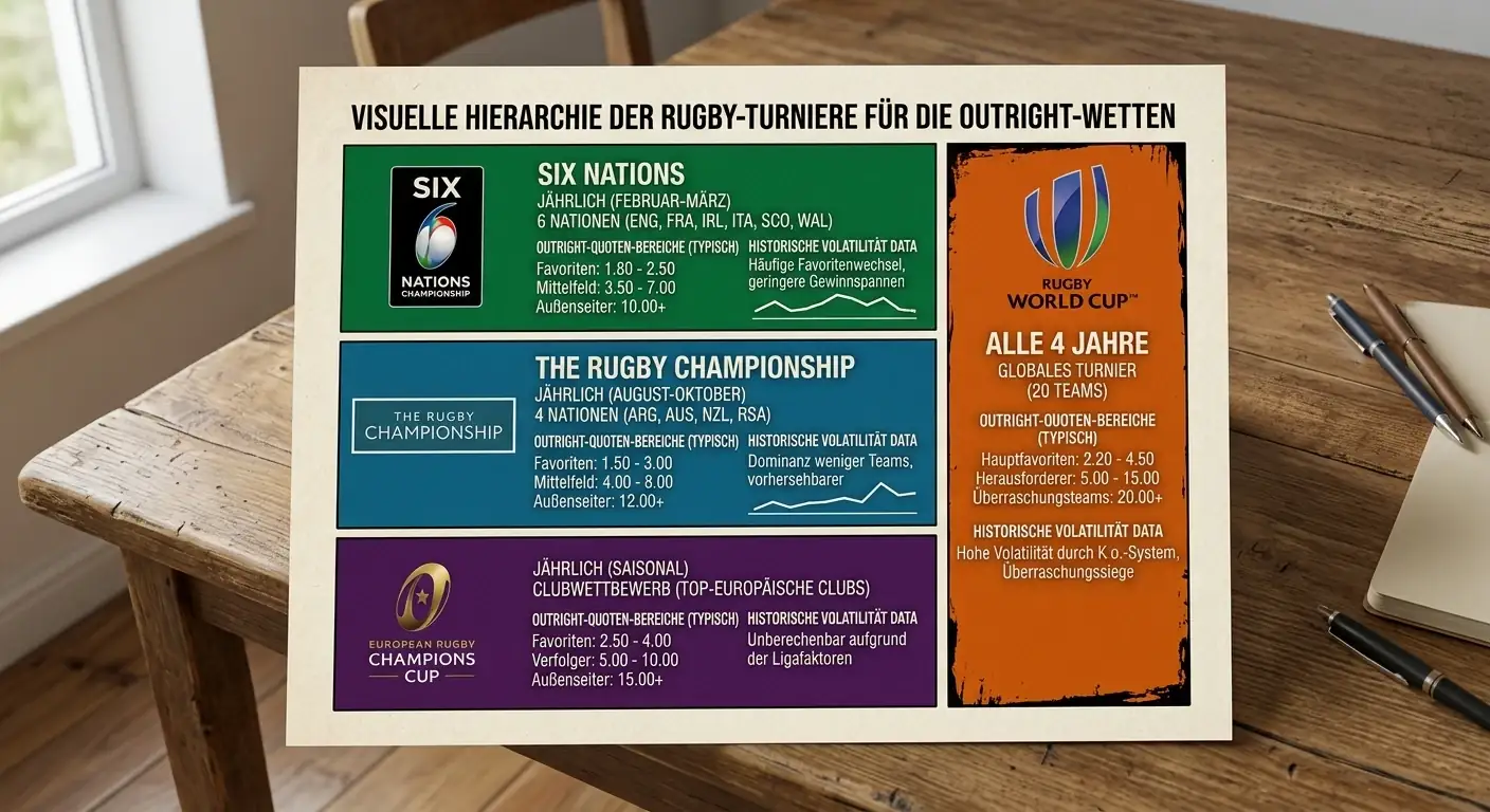 Turnierauswahl für Rugby Langzeitwetten mit Vergleich von Six Nations, Rugby World Cup und Rugby Championship
