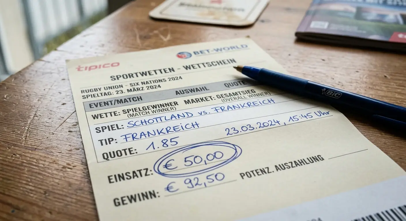 Erste Rugby Union Wette platzieren – Wettschein ausfüllen und absenden