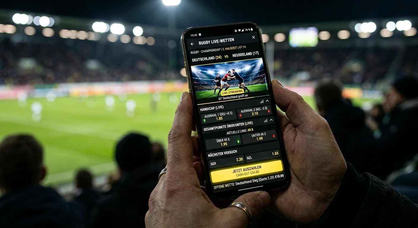Live-Rugby-Wetten auf mobiler App – In-Play-Märkte und Echtzeit-Quoten für Rugby Union