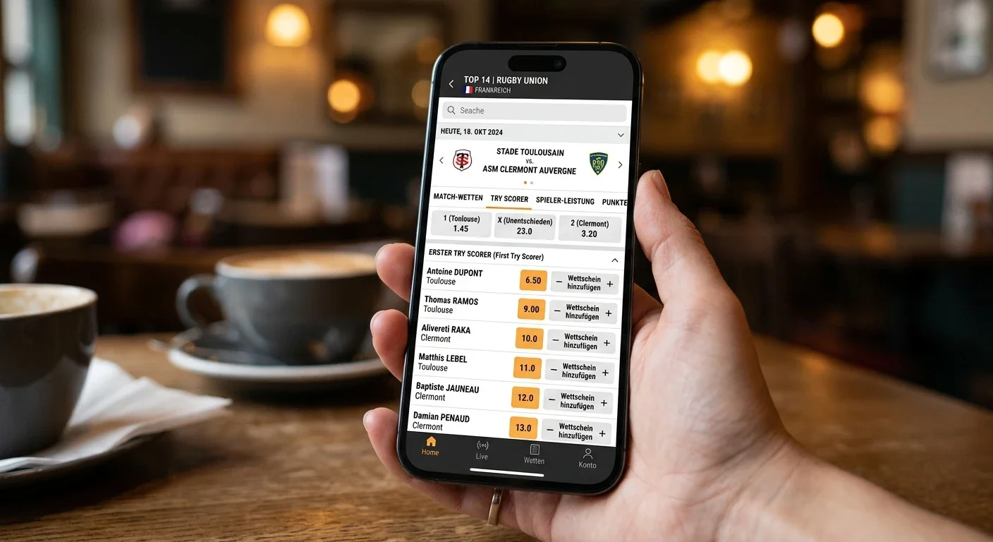 Wettmärkte für die Top 14 bei deutschen Anbietern: Siegwette, Handicap, Über/Unter und Try-Schützen für Topspielen